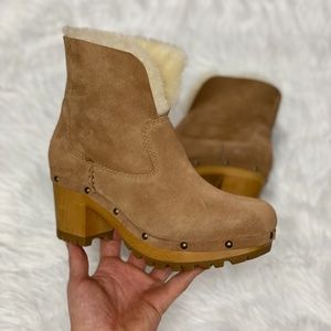 UGG | Shoes | Ugg Thebes Mid Womens Fur Lined Heeled Clog Boots Brown 12736  Ctsd New Sz 7 | Poshmark